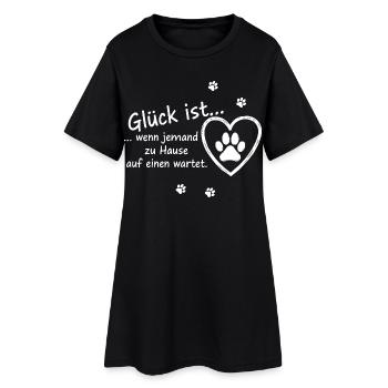 Le bonheur, c’est... Quelqu’un attend à la maison – Dog Design - Robe T-shirt Femme - noir - Devant