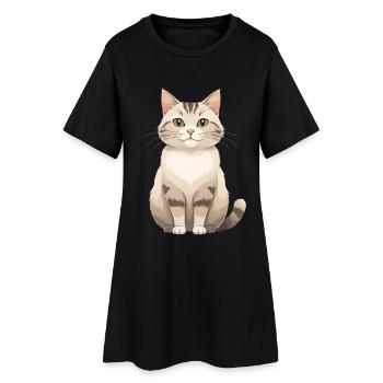 Amoureuse des chats en fourrure pastel - Robe T-shirt Femme - noir - Devant