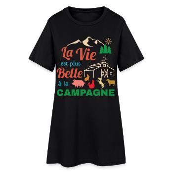 La Vie Belle en Campagne - Robe T-shirt Femme - noir - Devant