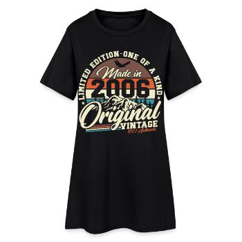 Cadeau d’anniversaire rétro vintage 2006 - Robe T-shirt Femme - noir - Devant