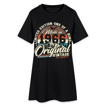 60. Geburtstag 1966 Jahrgang geboren Retro - Frauen T-Shirt-Kleid - Schwarz - Vorne