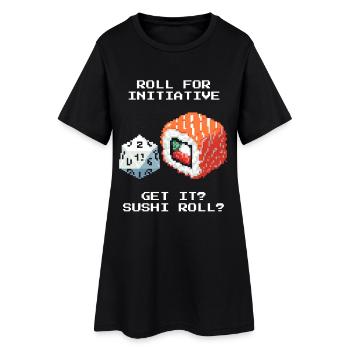 Initiative würfeln | Sushi Roll Wortwitz - Frauen T-Shirt-Kleid - Schwarz - Vorne