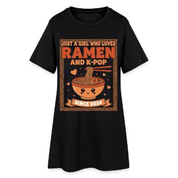 Just A Girl Ramen And K-Pop Since 2024 Korean - Women’s T-Shirt Dress - black - Front