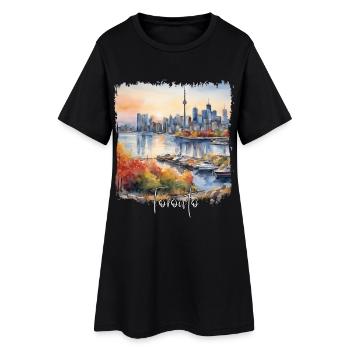 Toronto, Kanada, Toronto Aquarell - Frauen T-Shirt-Kleid - Schwarz - Vorne