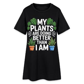 Mes plantes vont mieux que moi - Robe T-shirt Femme - noir - Devant