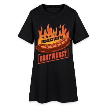 Project Manager Bratwurst | Grilling Flames Cult - Women’s T-Shirt Dress - black - Front