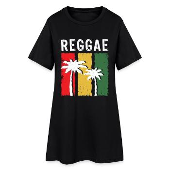 Palmiers reggae en bloc de couleurs rasta - Robe T-shirt Femme - noir - Devant