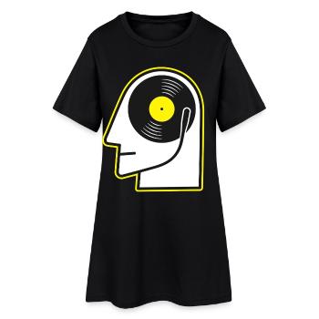 Vinyl-Kopfporträt - Frauen T-Shirt-Kleid - Schwarz - Vorne
