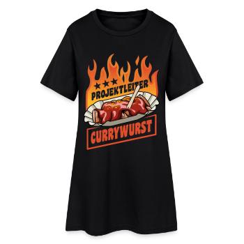 Project Manager Currywurst | Fast Food | Flames - Women’s T-Shirt Dress - black - Front