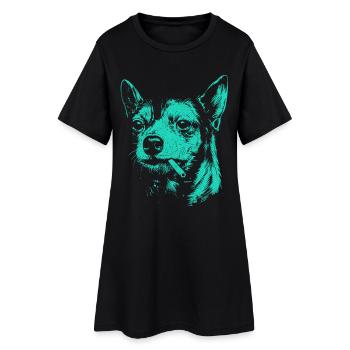 Chihuahua fumant un chien drôle mème humour Chi - Robe T-shirt Femme - noir - Devant