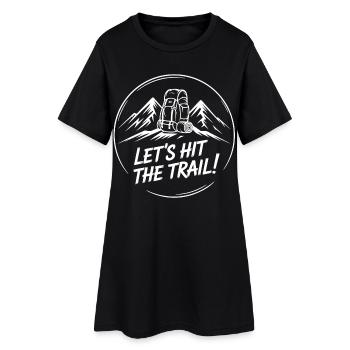Auf zum Trail Bergpfad Motiv - Frauen T-Shirt-Kleid - Schwarz - Vorne