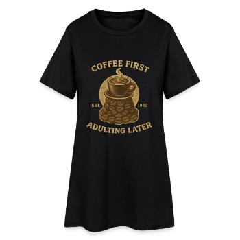 Le café D’abord devenir adulte Plus tard les amateurs rétro de café - Robe T-shirt Femme - noir - Devant