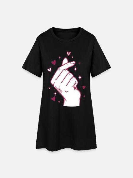 Kpop Koreanische Musik Niedliche Finger Herz Liebe Korea - Frauen T-Shirt-Kleid - Schwarz