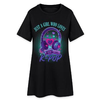 Juste une fille qui adore la musique coréenne de la K-pop mignonne - Robe T-shirt Femme - noir - Devant