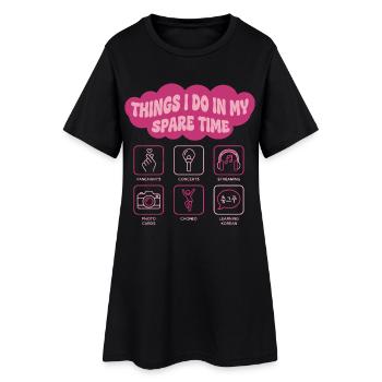Choses que je fais pendant mon temps libre Kpop coréenne - Robe T-shirt Femme - noir - Devant