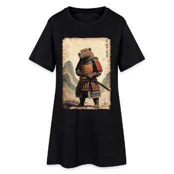 Samurai, Capybara, Japanese Art, Anime - Women’s T-Shirt Dress - black - Front