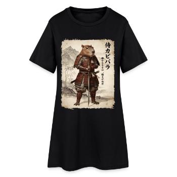 Samurai, Capybara, Japanese Art, Anime - Women’s T-Shirt Dress - black - Front