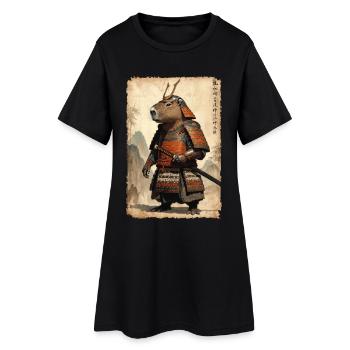 Samurai, Capybara, Japanese Art, Anime - Women’s T-Shirt Dress - black - Front
