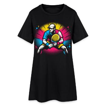 Padel Cadeau Humour Jeune Joueur Sport - Robe T-shirt Femme - noir - Devant