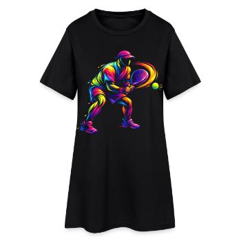 Padel Joueur Cadeau Enfant Garçon Passion - Robe T-shirt Femme - noir - Devant