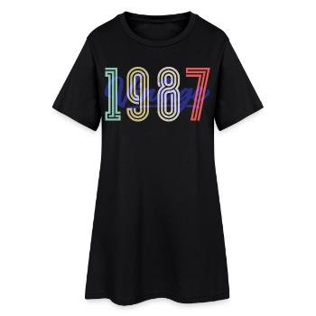 Cadeau d’anniversaire vintage vintage 1987 - Robe T-shirt Femme - noir - Devant