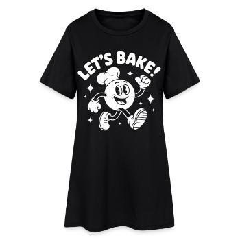 Let's Bake! Cartoon-Keksfigur - Frauen T-Shirt-Kleid - Schwarz - Vorne