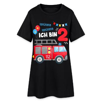 Uniforme de garçon de deuxième anniversaire 2 ans de la brigade des pompiers - Robe T-shirt Femme - noir - Devant