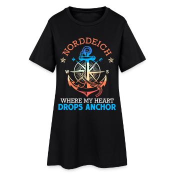 Mer du Nord DIGUE NORD OÙ MON CŒUR JETTE L’ANCRE Drôle - Robe T-shirt Femme - noir - Devant