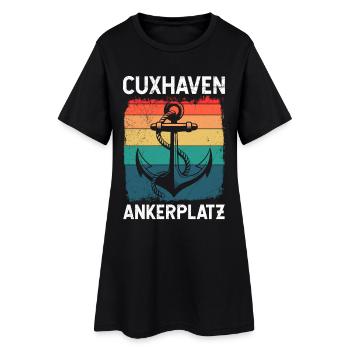 Nordsee Urlaub CUXHAVEN ANKERPLATZ Lustiges - Frauen T-Shirt-Kleid - Schwarz - Vorne