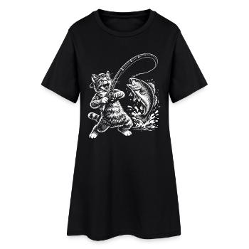 Poisson-chat drôle pêcheur - Robe T-shirt Femme - noir - Devant