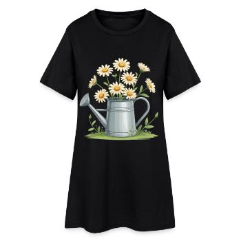 Daisies in the watering can - Women’s T-Shirt Dress - black - Front
