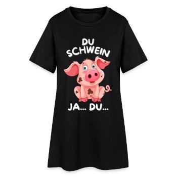 Un petit cochon mignon qui dit design - Robe T-shirt Femme - noir - Devant