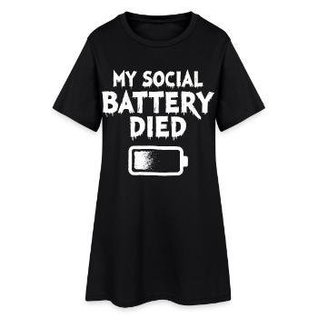 Déclaration d’introverti sur ma batterie sociale est morte - Robe T-shirt Femme - noir - Devant