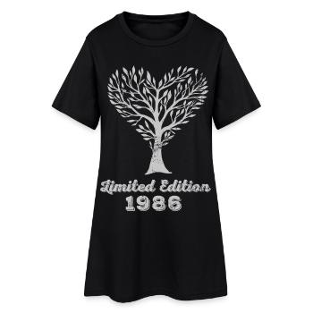 1986 rétro - Robe T-shirt Femme - noir - Devant