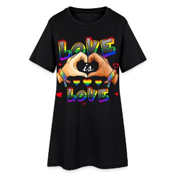 L’amour, c’est l’amour, cœurs arc-en-ciel - Robe T-shirt Femme - noir - Devant