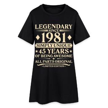1981 Vintage Unique 45e anniversaire - Robe T-shirt Femme - noir - Devant