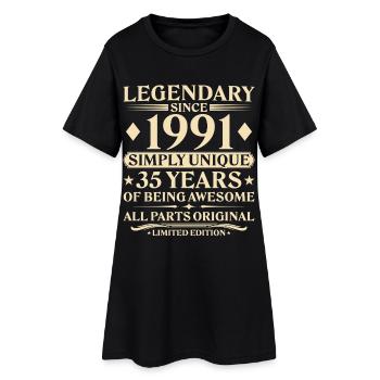 Anniversaire 1991 Born Unique 35e anniversaire - Robe T-shirt Femme - noir - Devant