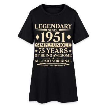 1951 Vintage Born Unique 75e anniversaire - Robe T-shirt Femme - noir - Devant