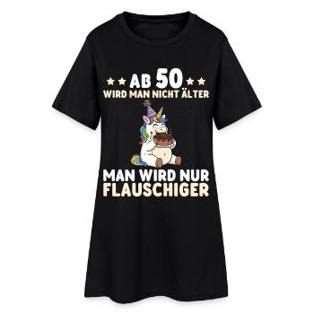 Licorne pour 50 ans – On devient encore plus duveteux - Robe T-shirt Femme - noir - Devant