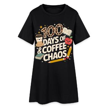 100 Tage Kaffeechaos - Frauen T-Shirt-Kleid - Schwarz - Vorne