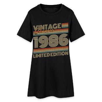 Vintage 1986 Jahrgang Geburtstagsgeschenk - Frauen T-Shirt-Kleid - Schwarz - Vorne