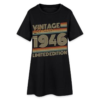 Vintage 1946 Jahrgang Geburtstagsgeschenk - Frauen T-Shirt-Kleid - Schwarz - Vorne