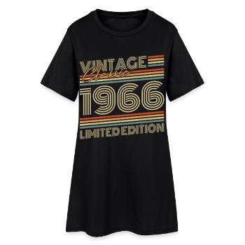 Vintage 1966 Jahrgang Geburtstagsgeschenk - Frauen T-Shirt-Kleid - Schwarz - Vorne