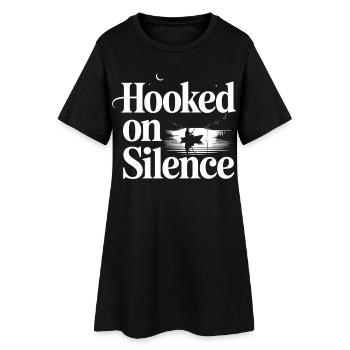 Hooked on Silence Angelmotiv - Frauen T-Shirt-Kleid - Schwarz - Vorne