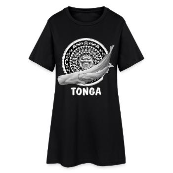 Sperm whales and tiki mask - Women’s T-Shirt Dress - black - Front