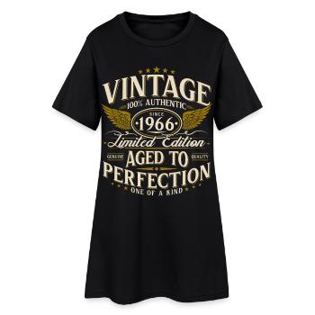 Vintage 1966 Jahrgang 60. Geburtstag Geschenk - Frauen T-Shirt-Kleid - Schwarz - Vorne