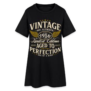 1956 Jahrgang 70. Geburtstag Retro Geschenk - Frauen T-Shirt-Kleid - Schwarz - Vorne