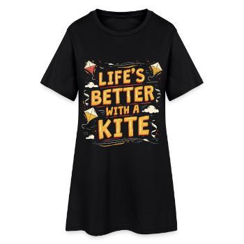 La vie avec un cerf-volant est meilleure avec un cerf-volant - Robe T-shirt Femme - noir - Devant