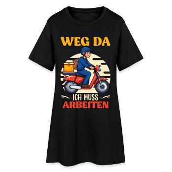 Facteur LOIN LÀ-BAS JE DOIS TRAVAILLER Drôle - Robe T-shirt Femme - noir - Devant