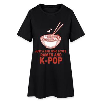 Nur ein Mädchen, das Ramen und koreanische K-Pop-Musik liebt - Frauen T-Shirt-Kleid - Schwarz - Vorne